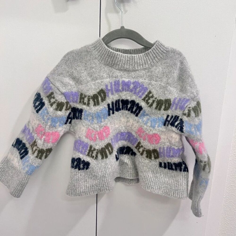 Molo humankind wool gray sweater kids size 122/128 shrunked fits 4/5Y